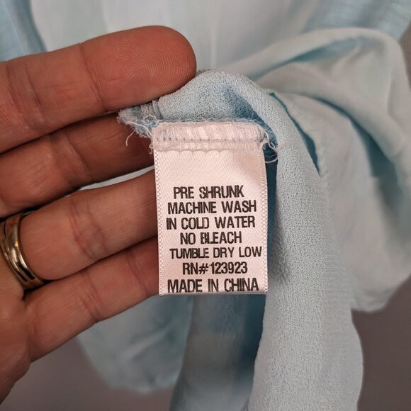 XCVI Mesh Blue Tunic Cotton Blouse 3/4 sleeve Size Small - Picture 5 of 9